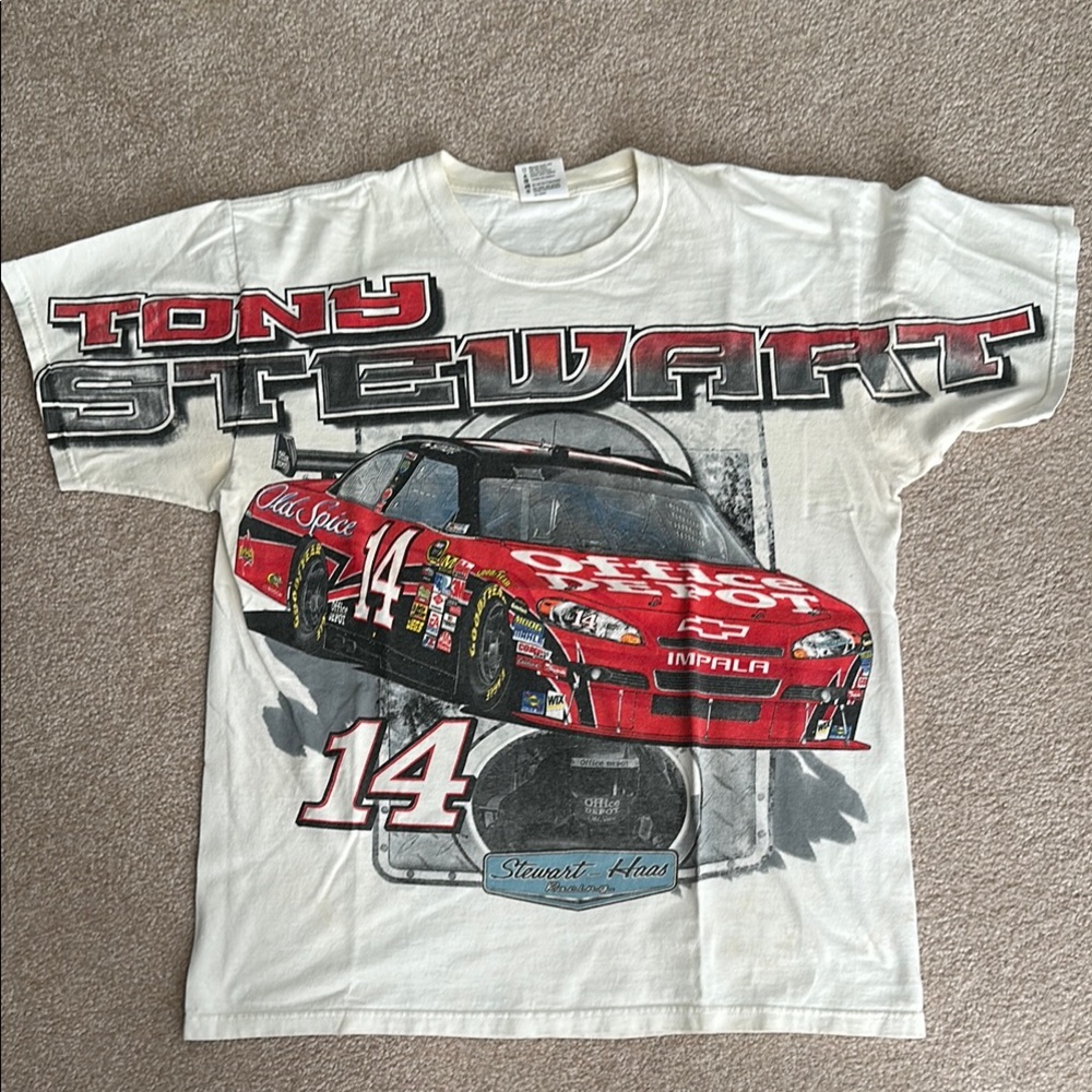 Chase Authentics White and Red Tony Stewart Racing Tee